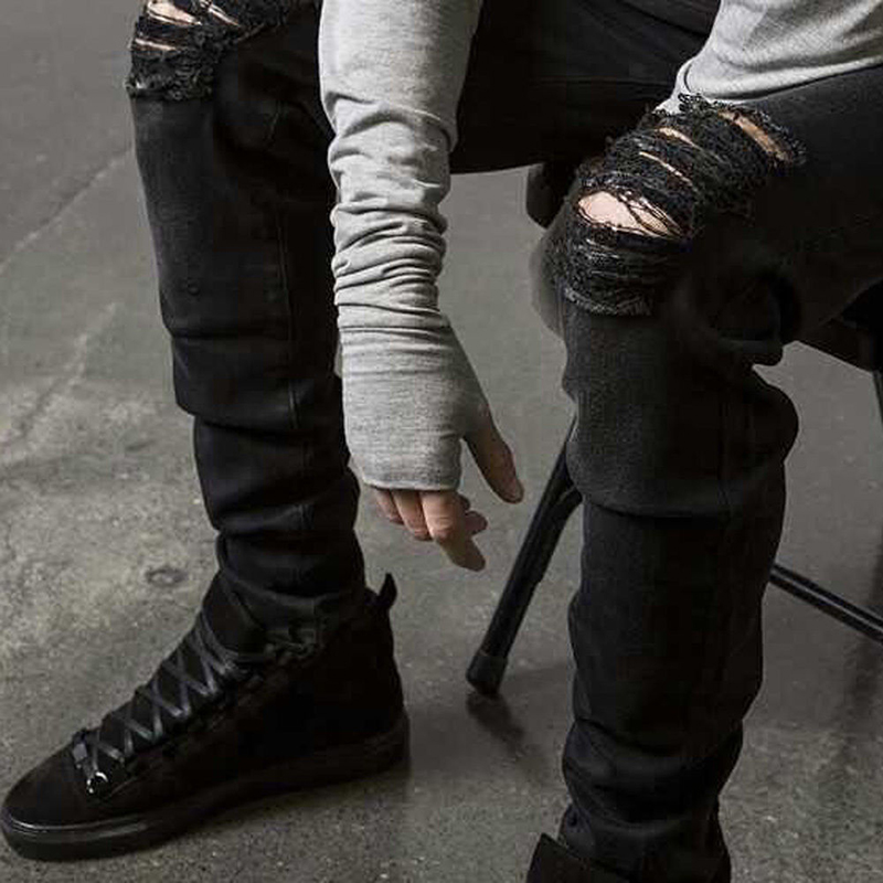Wholesale-Fashion Mens Straight Slim Fit Biker Jeans Pants Distressed Skinny Ripped Destroyed Denim Jeans Washed Hiphop Trousers Black
Wholesale-Fashion Mens Straight Slim Fit Biker Jeans Pants Distressed Skinny Ripped Destroyed Denim Jeans Washed Hiphop Trousers Black
