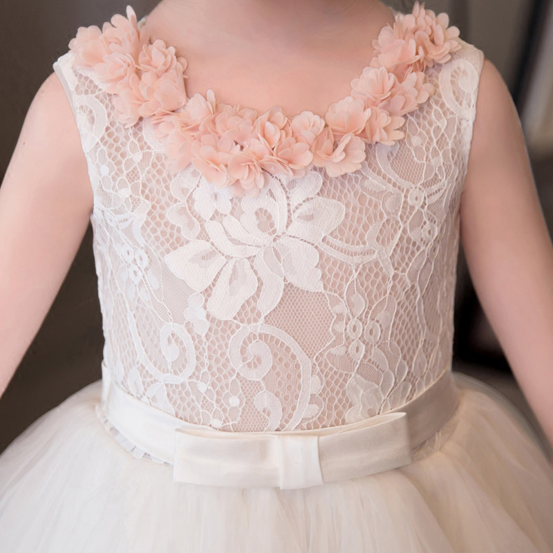 Top Quality Elegant Appliques Lace Girls Wedding Dress flower Girl Dress Girls Birthday Prom Formal First Communion Gown Baby Baptism Dress