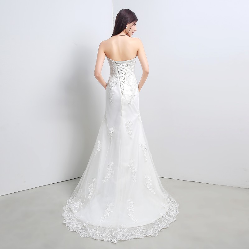 New White Lace Mermaid Wedding Dresses 2022 Sweetheart Appliques Party Bridal Gowns Stock 6-16 QC 331