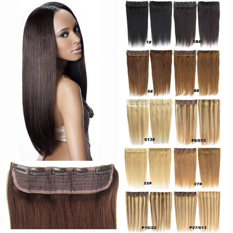 110g/pcs Salon 5Clips On One Hair piece Real Human Hair Remy Clip In Hair Extensions