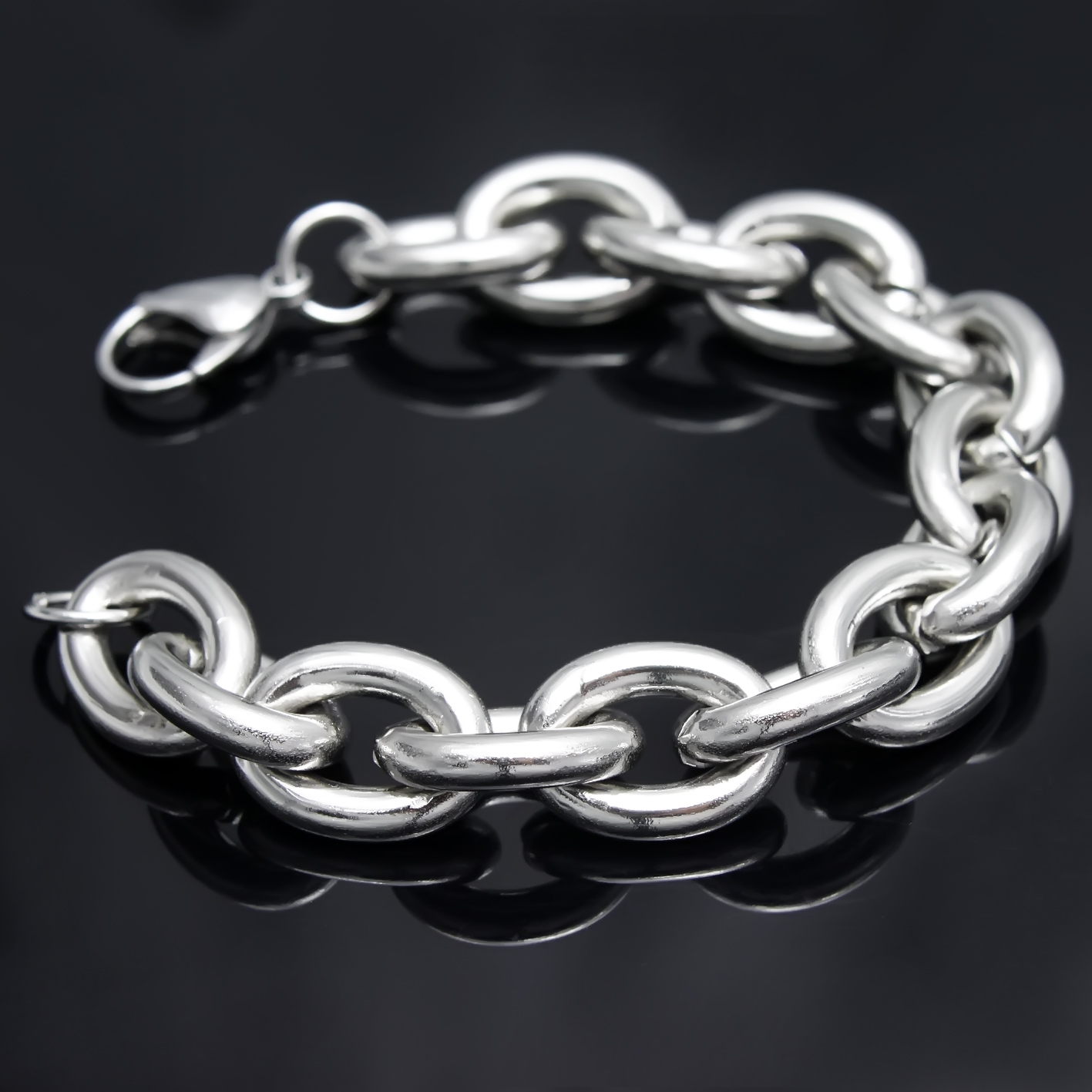 High Quality silver tone 316L Stainless Steel Fashion HEAVY Huge 15mm Oval Link chain bracelet Men&#039;s Jewelry Bangle 8&#039;&#039;-9.5 inch от DHgate WW
