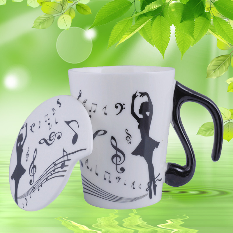 Novelty Ballet Dancer Ceramic Personality Milk Juice Lemon Mug Coffee Mugs Tea Cups With Lid Creative Gift, White