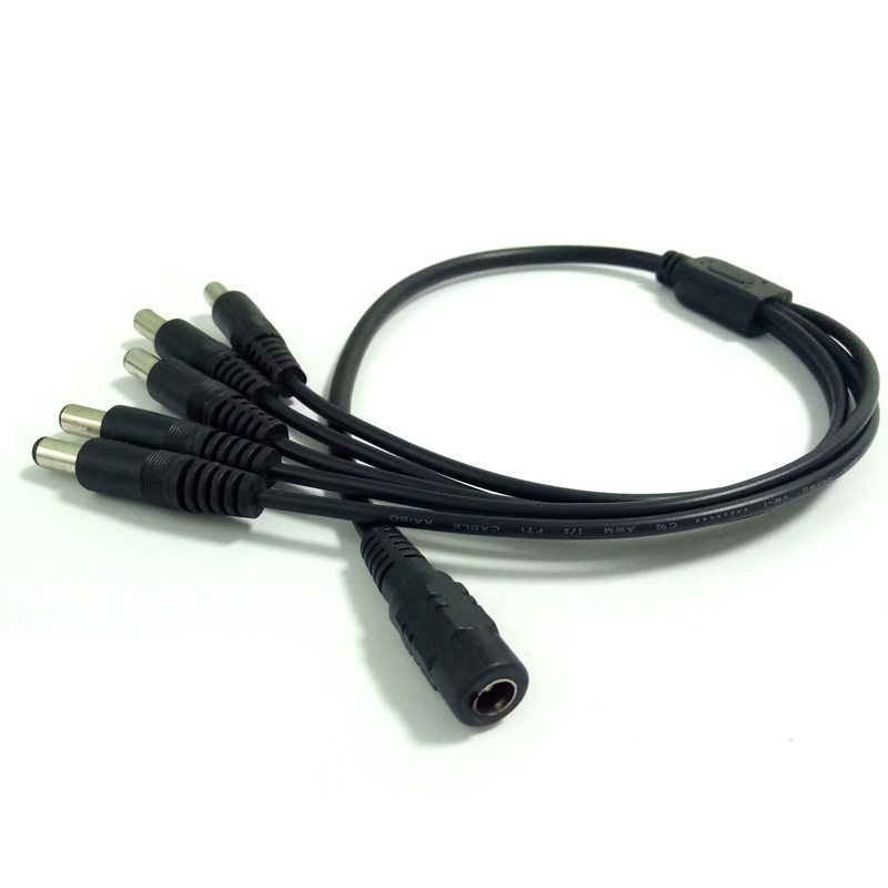 Surveillance DC Power Supply 12V Pigtail 2.1*5.5mm 1 Female to 5 Male Splitter Plug Cable for CCTV Camera
