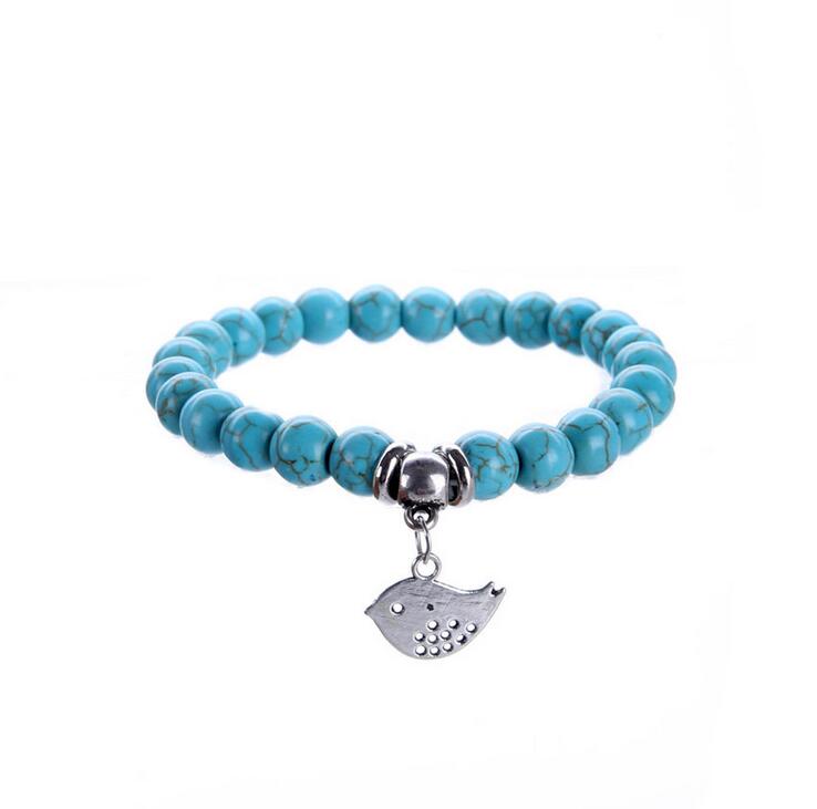 High quality Fashion turquoise stretch line hot handmade turquoise beaded elephant bracelet FB027 mix order 20 pieces a lot Beaded, Strands