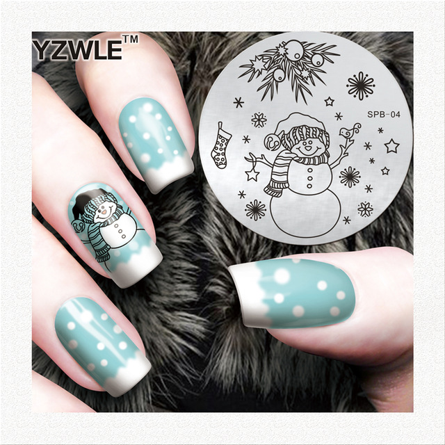 

Wholesale- YZWLE Flower Christmas Vintage Pattern Stamping Nail Art Image Plate 5.6cm Stainless Steel Template Polish Manicure Stencil Tool