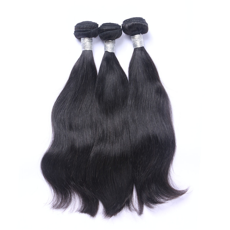 Brazilian Human Virgin Hair Lace Frontal With 3 Bundles 13X4 Ear To Ear Lace Frontal 1B Black Color Human Hair Weaves Closure