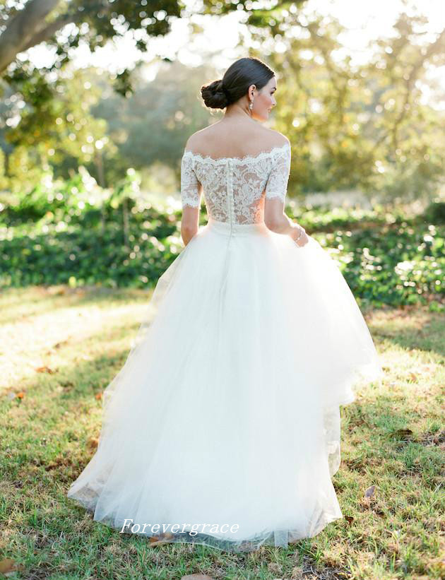 Elegant Country Style Wedding Dress Off Shoulders A-line Long Women Bridal Gown Plus Size Custom Made Vestido De Noiva Longo