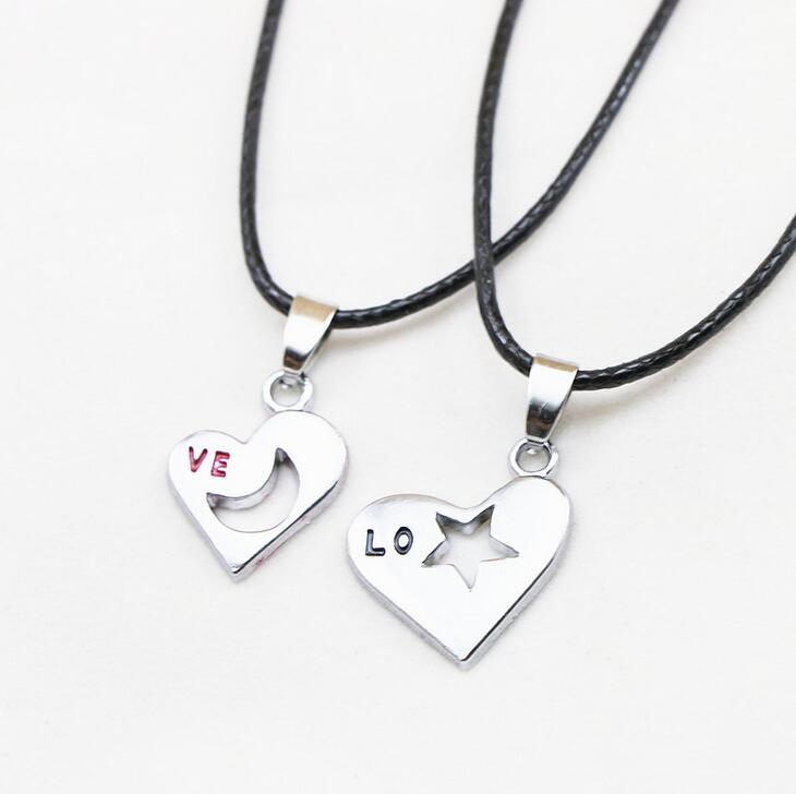 Brand new Valentine 's Day gift key lock couple necklace student couple jewelry WFN037 (with chain) mix order 20 1set=2 pieces