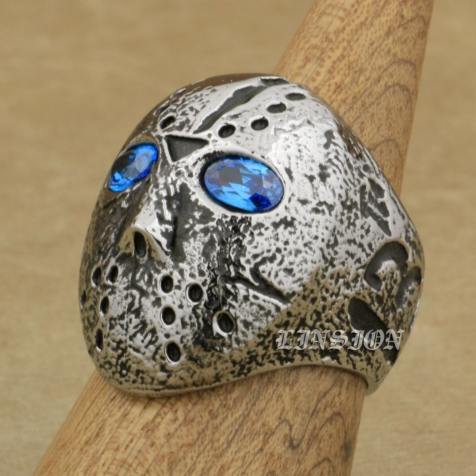 LINSION 316L Stainless Steel Halloween Jason Mask Hockey Blue Eyes Mens Biker Rocker Punk Ring R119
LINSION 316L Stainless Steel Halloween Jason Mask Hockey Blue Eyes Mens Biker Rocker Punk Ring R119