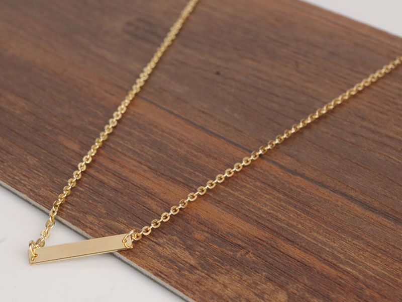 50pcs/lot European Star Brand Simple Elegant Pendant Necklace Gold Plated Alloy Bar Single Paragraph Short Chians Necklace