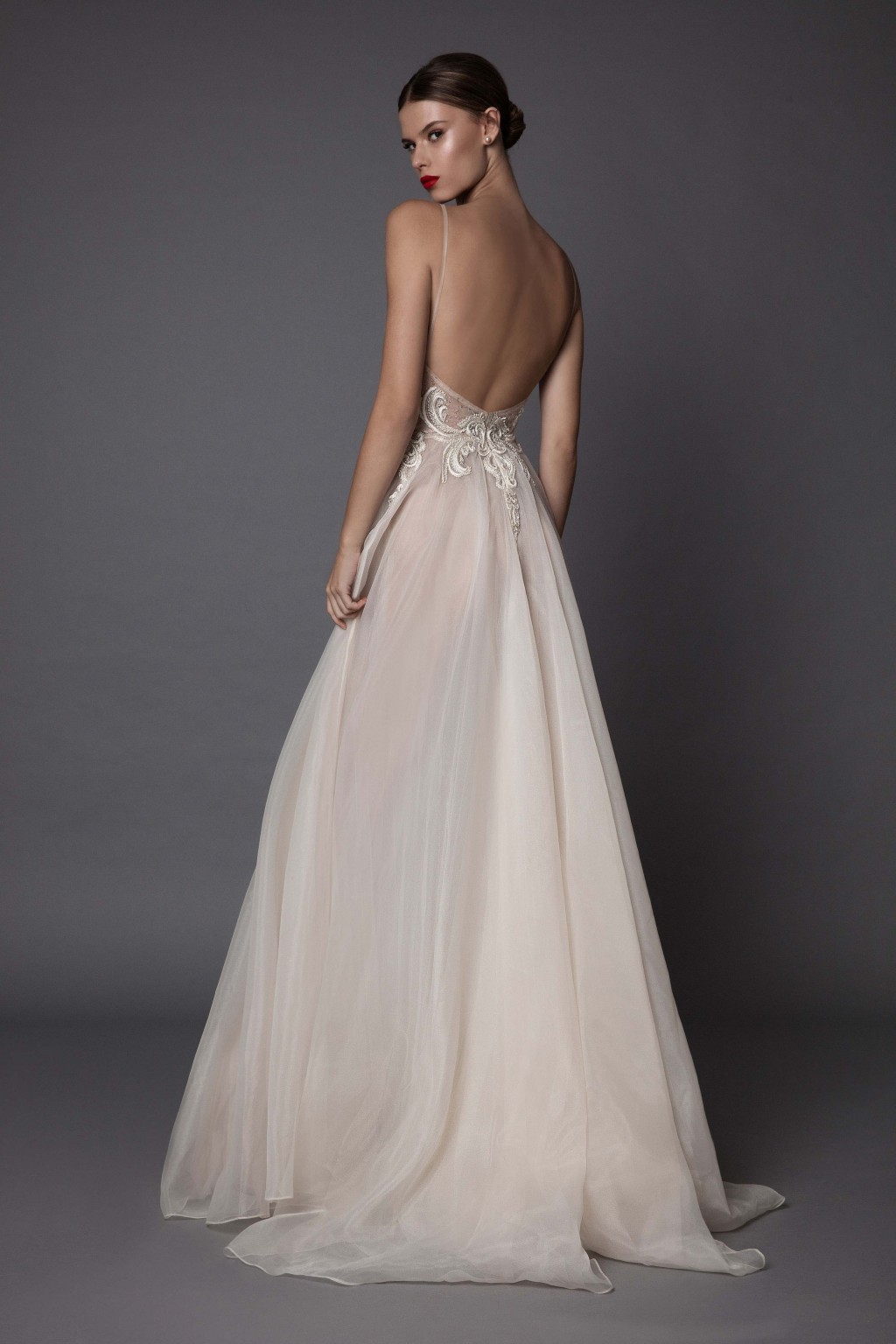 Real Image Berta Wedding Dresses Spaghetti Neckline Appliques Sequins Wedding Gowns Backless Floor Length Plus Size Wedding Dress
