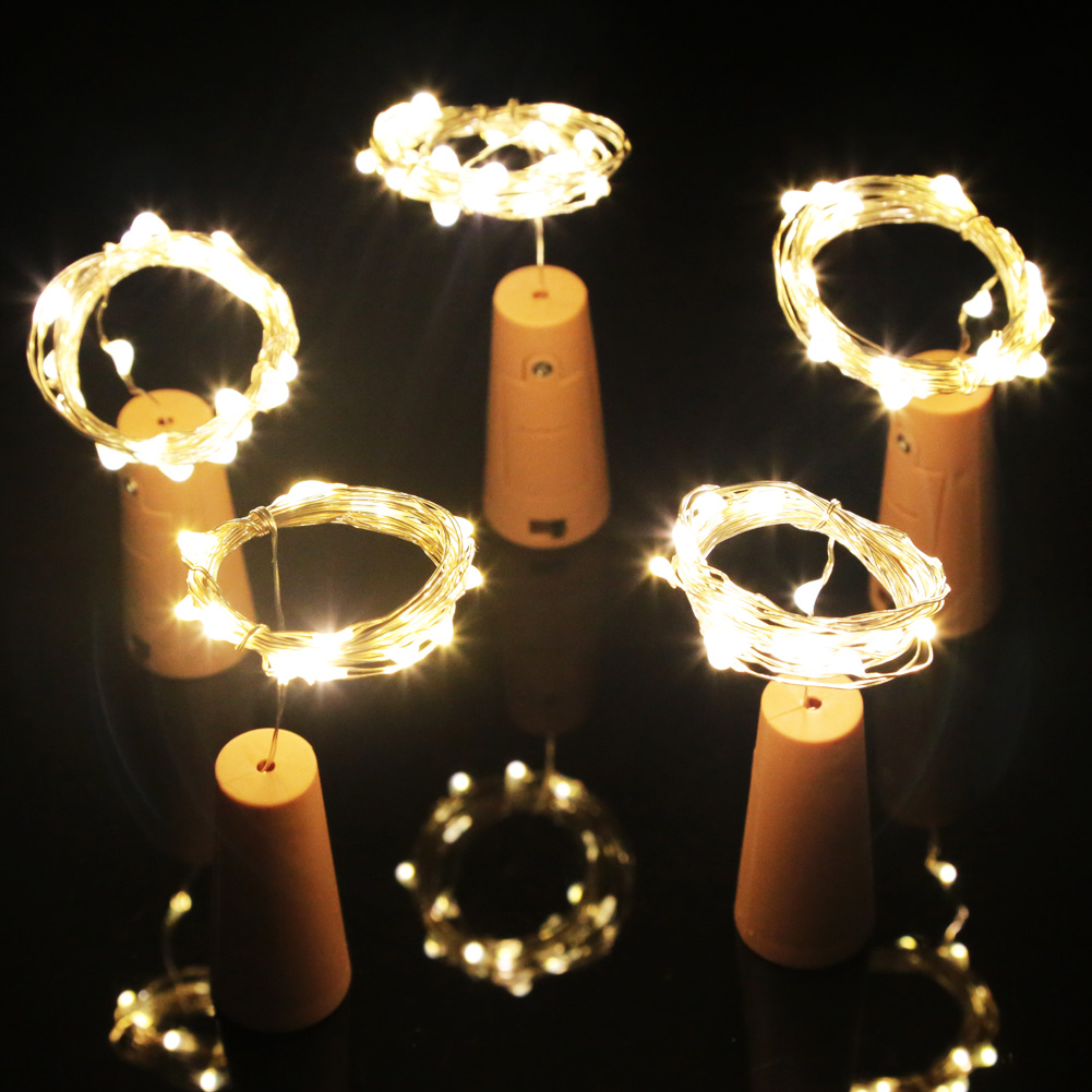 10 20 LED DIY Cork Light String Wine Bottle Stopper Copper Fairy Metal Strip Wire Outdoor Holiday Christmas Party Decoration