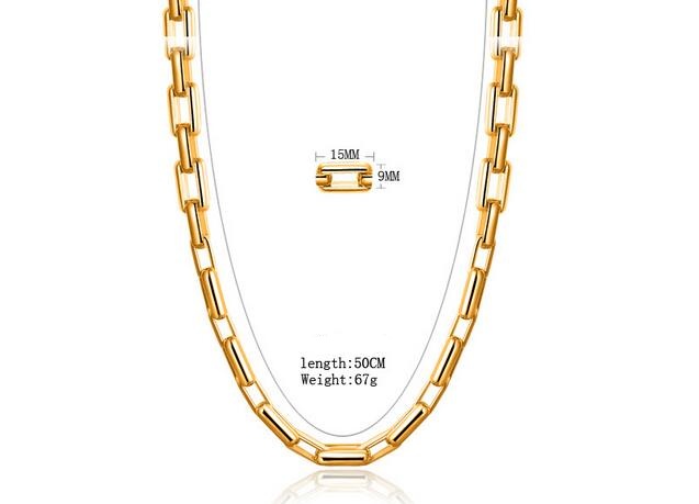 2017 new fashion Domineering Men gold necklace 9mm*20 inches Long box Men's Necklace Mens 18K gold necklace