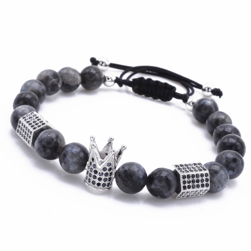 Fashion Design the Imperial Crown and Hexagon Charms Strands Bracelets Natural Stone grains of Light for men women Twisted macrame Bracel