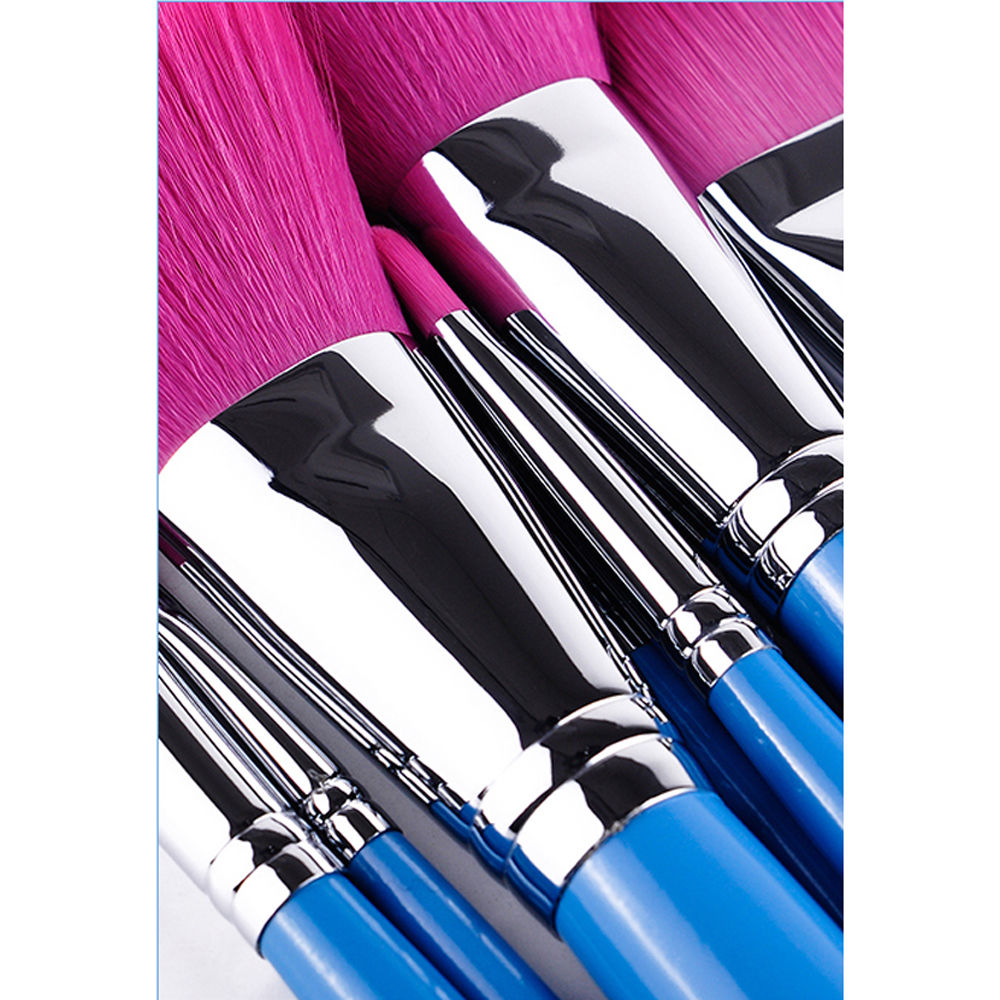 9PCs Professional Makeup Brushes Set Powder Cosmetic Tool Synthetic Bag Blue #R56