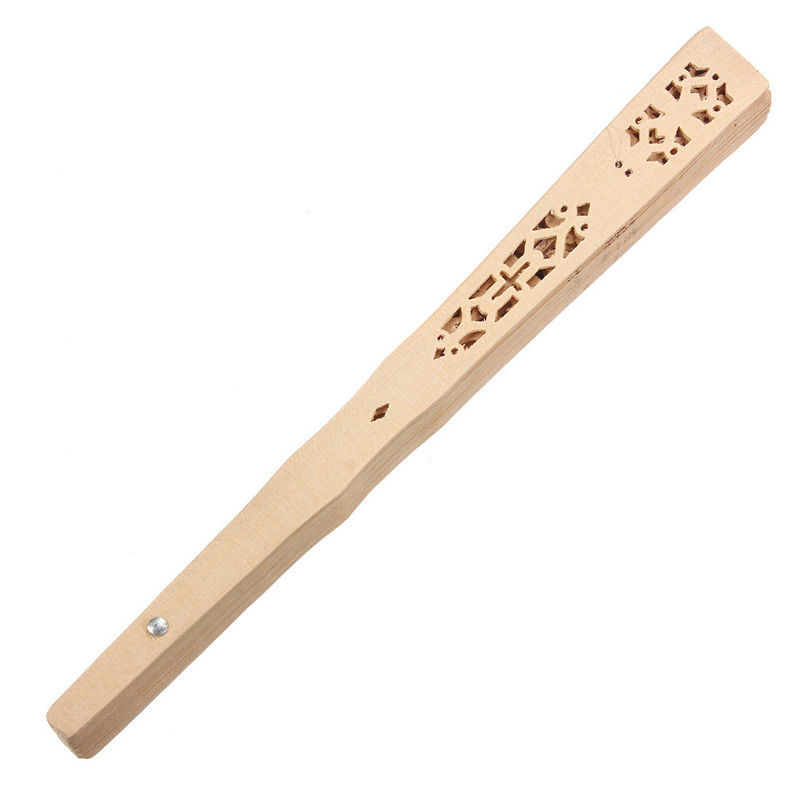 Party Favor Lady Chinese Japanese Style Hollow Wooden Folding Bamboo Carved Hand Fan 1Pc