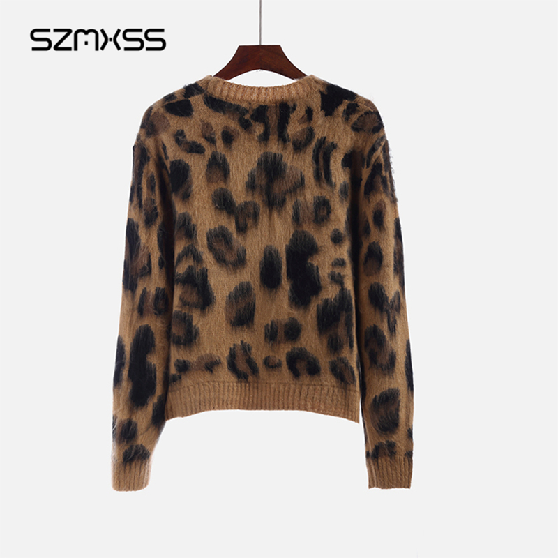 Wholesale- Knit Sweater Cashmere Female Autumn Winter Fashionable Leopard Women's Sweaters Knitted Pullover Warm Clothes With Long Sleeves