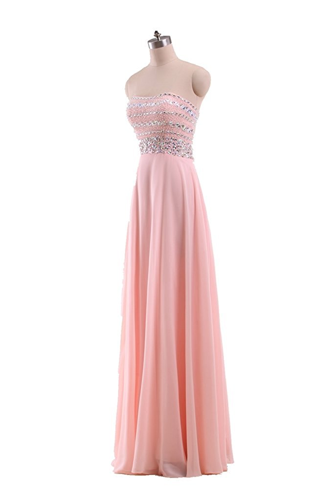 new beads a line long chiffon prom dresses bridesmaid floorlength plus size formal evening party gown bm018