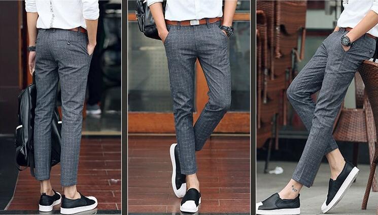 Good A++ Men's Pants Newest fashion Men Casual Nine Trousers Trouser Slim PM022 Mens Pant