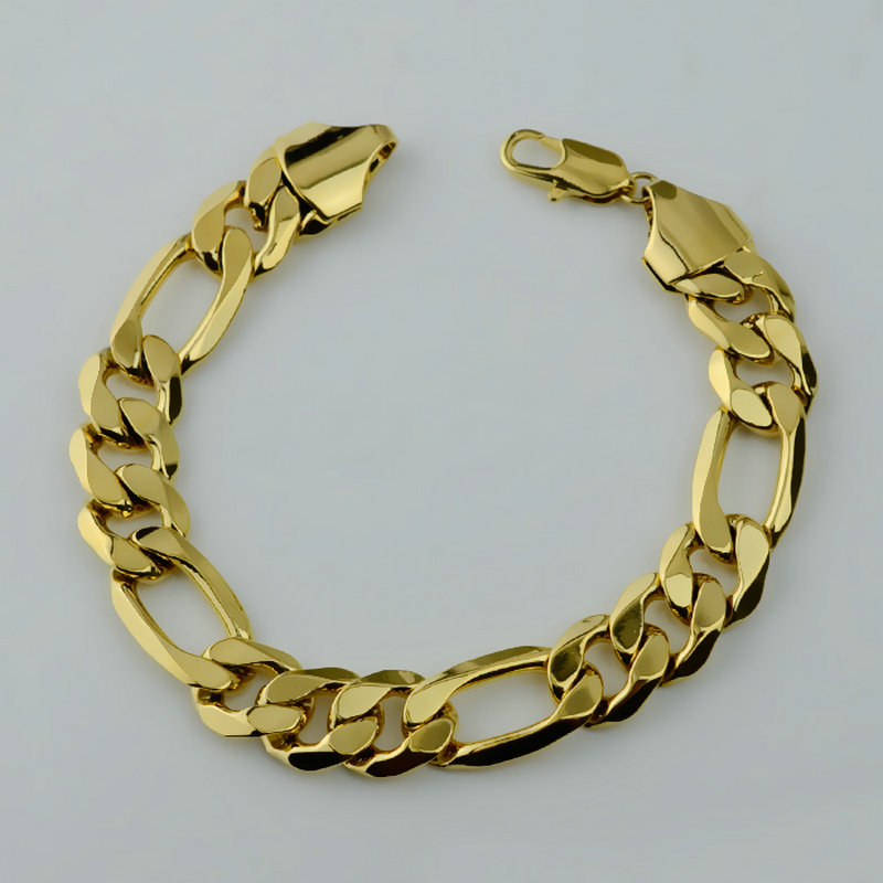 Men 18K Yellow Gold Filled 9.05" Long Figaro Chains Bracelet - Wide 8mm/10mm/12mm, Black
Men 18K Yellow Gold Filled 9.05" Long Figaro Chains Bracelet - Wide 8mm/10mm/12mm, Black
