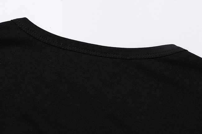 Man T-Shirt Tiger Head Embroidery Letter Tee Stretch Cotton Shortsleeves Slim Fit Style Top Male Round Neck