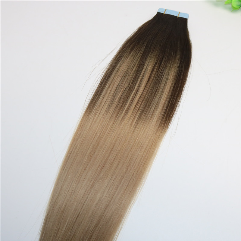 #4 #18Skin Weft Tape In Human Hair Extensions PU Tape Hair 40pcs 100gram Balayage Ombre Hair Color Ash Blonde Highlights