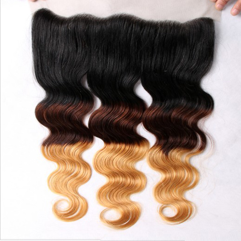 13X4 Peruvian 3 Tone Ombre Body Lace Frontal Closure #1B/4/27 Lace Frontals