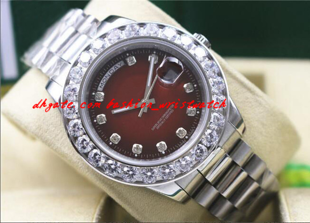 2017 Top Quality Luxury Wristwatch Mens 18k White Gold 41MM Red Dial Bigger Diamond Watch Automatic Mechanical Movement Men's Watch, Silver
2017 Top Quality Luxury Wristwatch Mens 18k White Gold 41MM Red Dial Bigger Diamond Watch Automatic Mechanical Movement Men's Watch, Silver