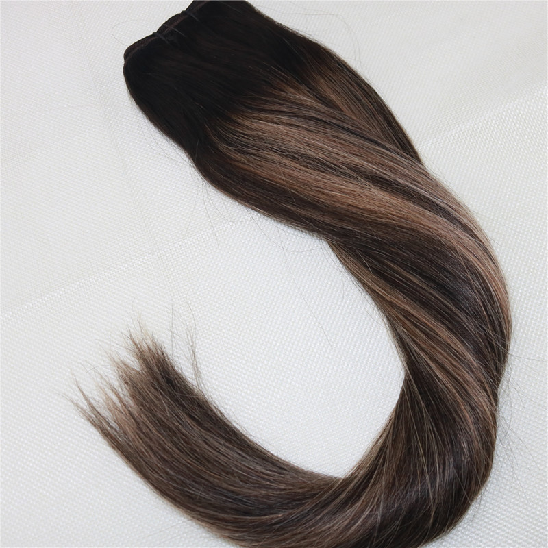 Balayage color #2 fading to #27 Omber Hair Weft Extensions 100% Real Remy Human Hair Weave Slik Straight 8a Grade Hair Weft