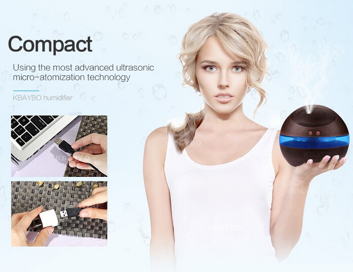 Wholesale 300ml USB Ultrasonic Humidifier Aroma Diffuser Diffuser mist maker with Blue LED Light Free shipping