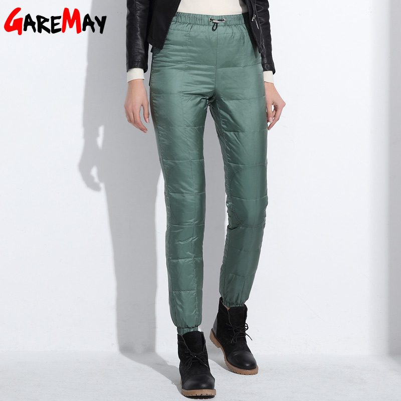 2017 Winter down pants women casual outwear elastic waist work wear women's fashion snow plus size thicken female trousers warm q171135