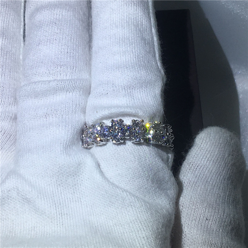 Victoria Wieck ring Full Round 4mm 5A Zircon Crystal 925 Sterling silver Engagement wedding band rings for women jewelry Gift