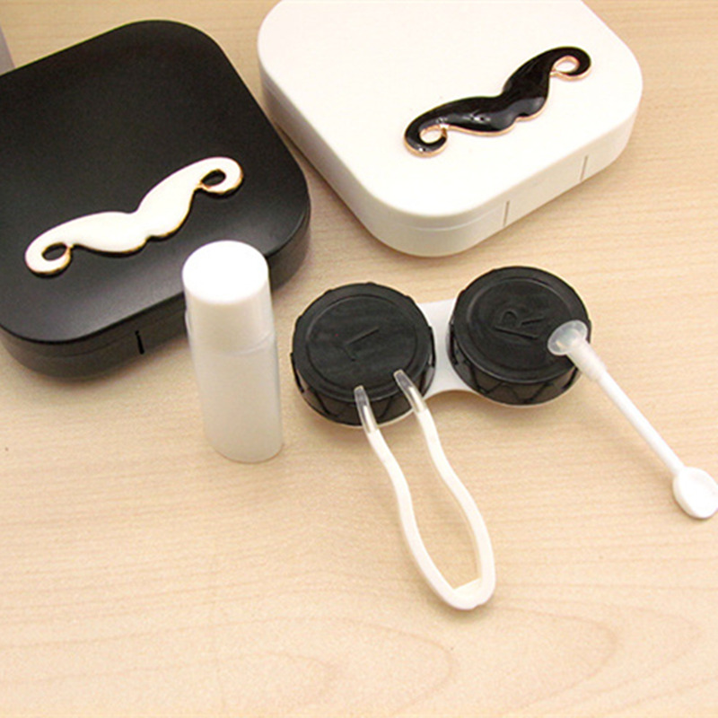 Lovers Cartoon Cute Beard Travel Glasses Contact Lenses Box Contact lens Case for Eyes Care Kit Holder Container Gift F2017420
