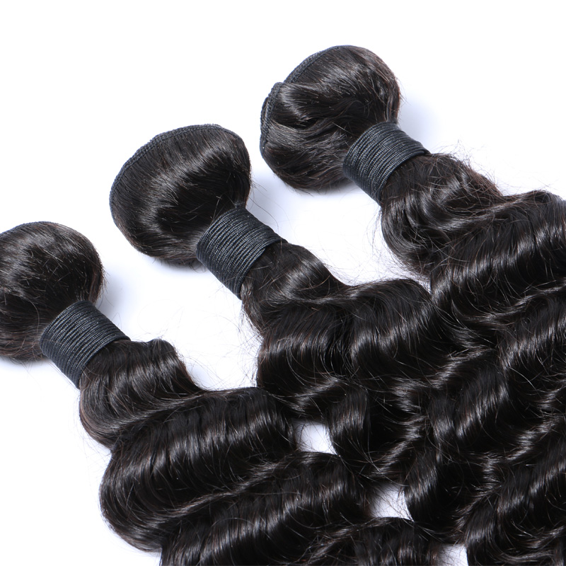 Human Hair Extensions Deep Wave Brazilian Virgin Hair Weave Bundles Natural Color 1b Black Remy Hair Weft