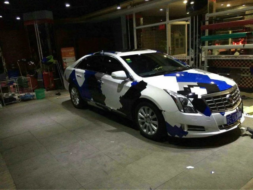 Large Blue white Pixel Camo Vinyl Car Wrap With air bubble Free Ubran Camouflage Graphics Car Sticker Film size 1.52x10m/20m/30m