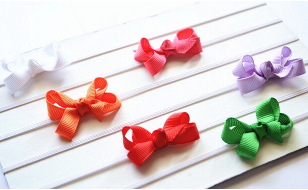 30pcs Kids mini Bows Princess Headbands Baby Hair Accessories Girls Cute Bowknot Hair bands Hair Things with slender rubber PJ5279