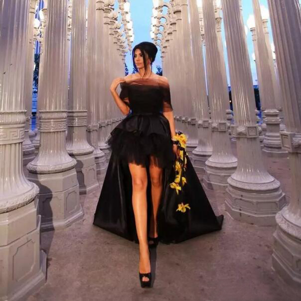 2019 Black Mother And Daughter Matching Dresses for Prom Top Quality Ruffles High Low Skirt Satin and Tulle Long Sleeve Kids Pageant Dresses