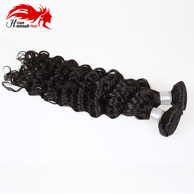 7A Hannah Products Virgin Hair Deep Wave Human Hair Bundles Weaves 100g/pc Unprocessed Deep Curly Hair Extension