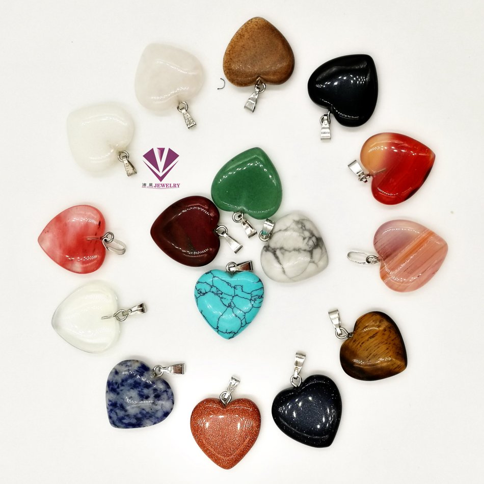 Handcrafted Heart-Shaped Pendants with Natural Crystals for Personalized Accessories