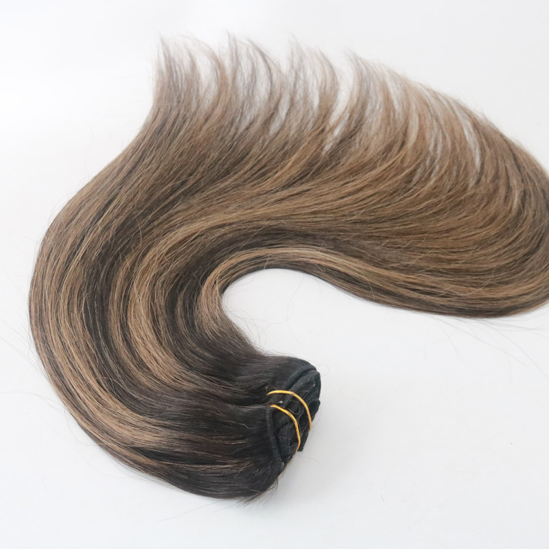 Balayage Color T1B/6 Best Selling Virgin Hair Straight Human Hair Clip in Hair Extension 100G Per Bundle