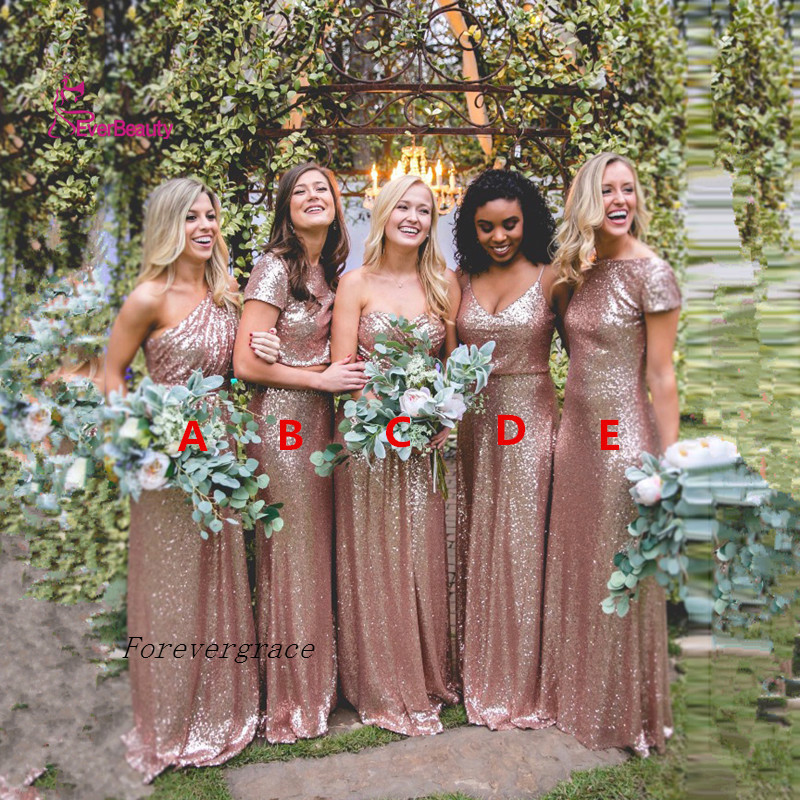 High Quality Long Sequins Sparkle Bridesmaid Dress Rose Gold Maternity Maid of Honor Dress Wedding Guest Gown Custom Made Plus Size