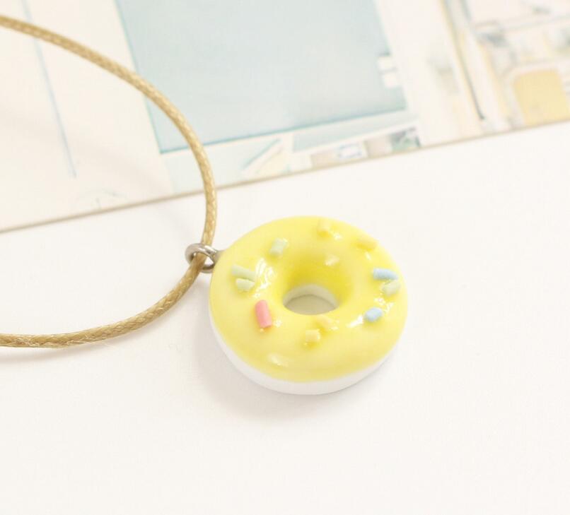Good A++ Donut small fresh girlfriend necklace cartoon clavicle chain simple jewelry ceramic WFN500 (with chain) mix order 20 pieces a lot