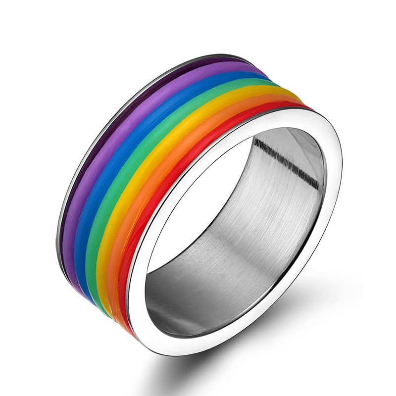 9MM Rainbow Ring Fashion Unisex Titanium Stainless Steel Finger Ring for Man Women Engagement Party Couple Rings Gifts
9MM Rainbow Ring Fashion Unisex Titanium Stainless Steel Finger Ring for Man Women Engagement Party Couple Rings Gifts