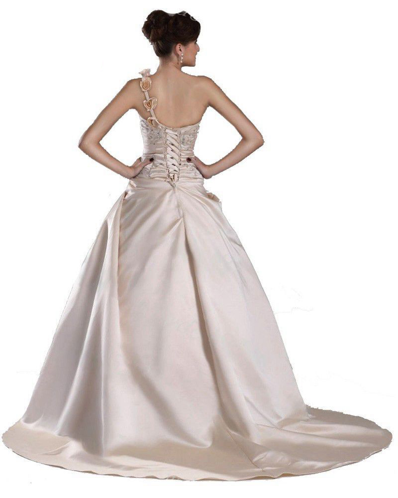 2017 New Champagne Lace Ball Gown Wedding Dresses with Appliques Beaded Cheap Plus Size Bridal Gowns Stock Size 2-16 QC108