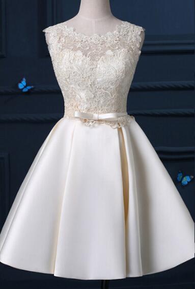 2017 New Real Evening Dresses with Sashes Elegant High Neck A-Line Backless Girls Women Short Ball Prom Party Graduation Formal Dress