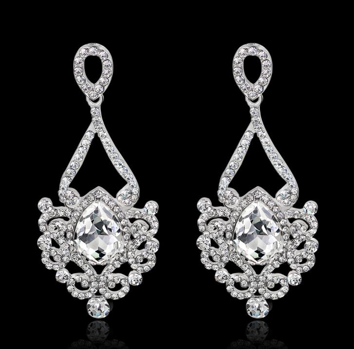 Crystal Studs Full Rhinestone Water Drop Earring Fashion Bridal Jewelry Stud Earrings