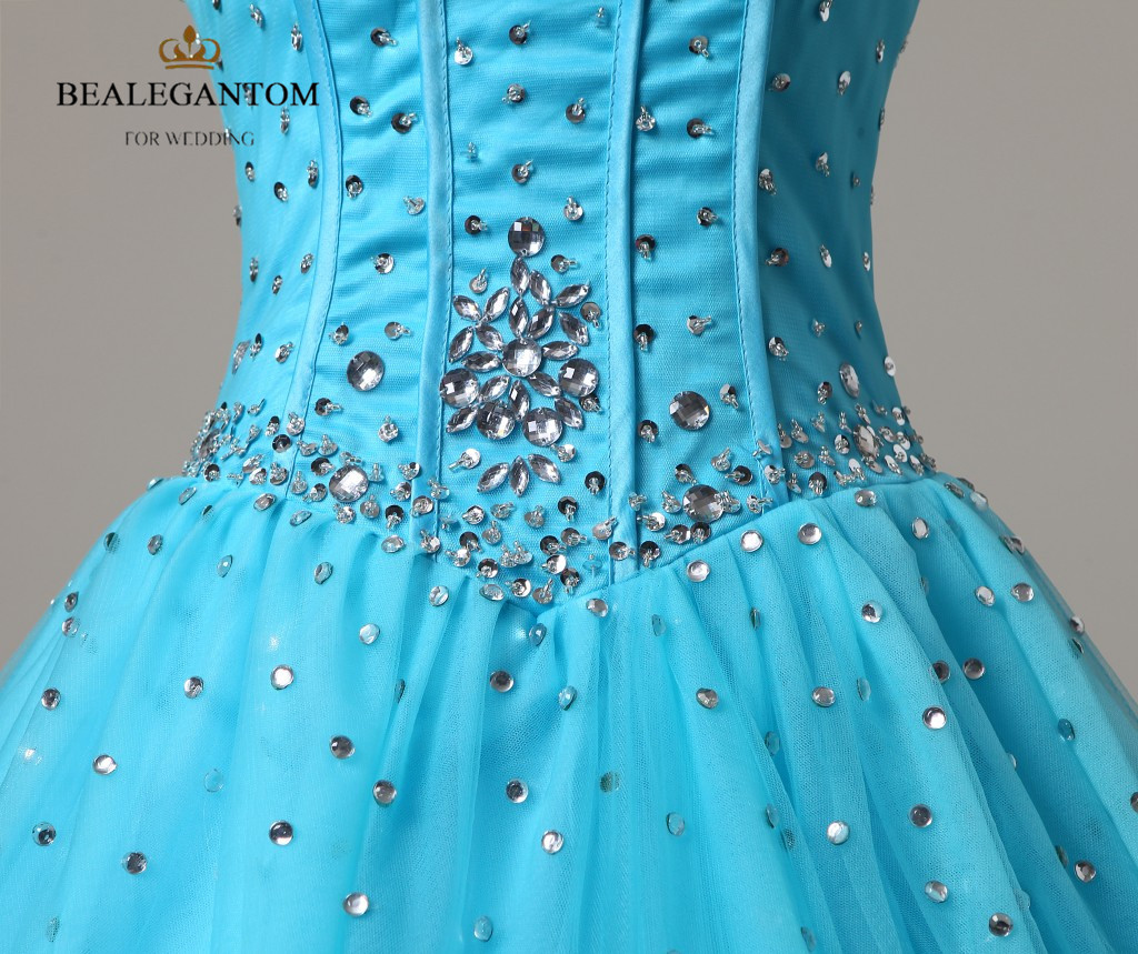 Bealegantom Fashionable Cheap Quinceanera Dresses 2018 Ball Gown with Beaded Crystal Lace Up Sweet 16 Dresses In Stock QA522