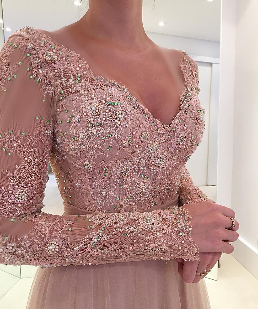 Elegant Mother's Dresses With Detachable Skirt Lace Beaded Pearls Formal Evening Gowns Floor Length Long Sleeves Mother Of The Bride