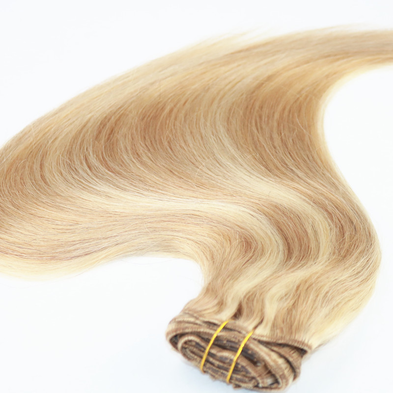 Hot Selling Double Drawn Ombre Remy Brazilian hair 8A Clip In Hair Extension With Piano Color P16/22