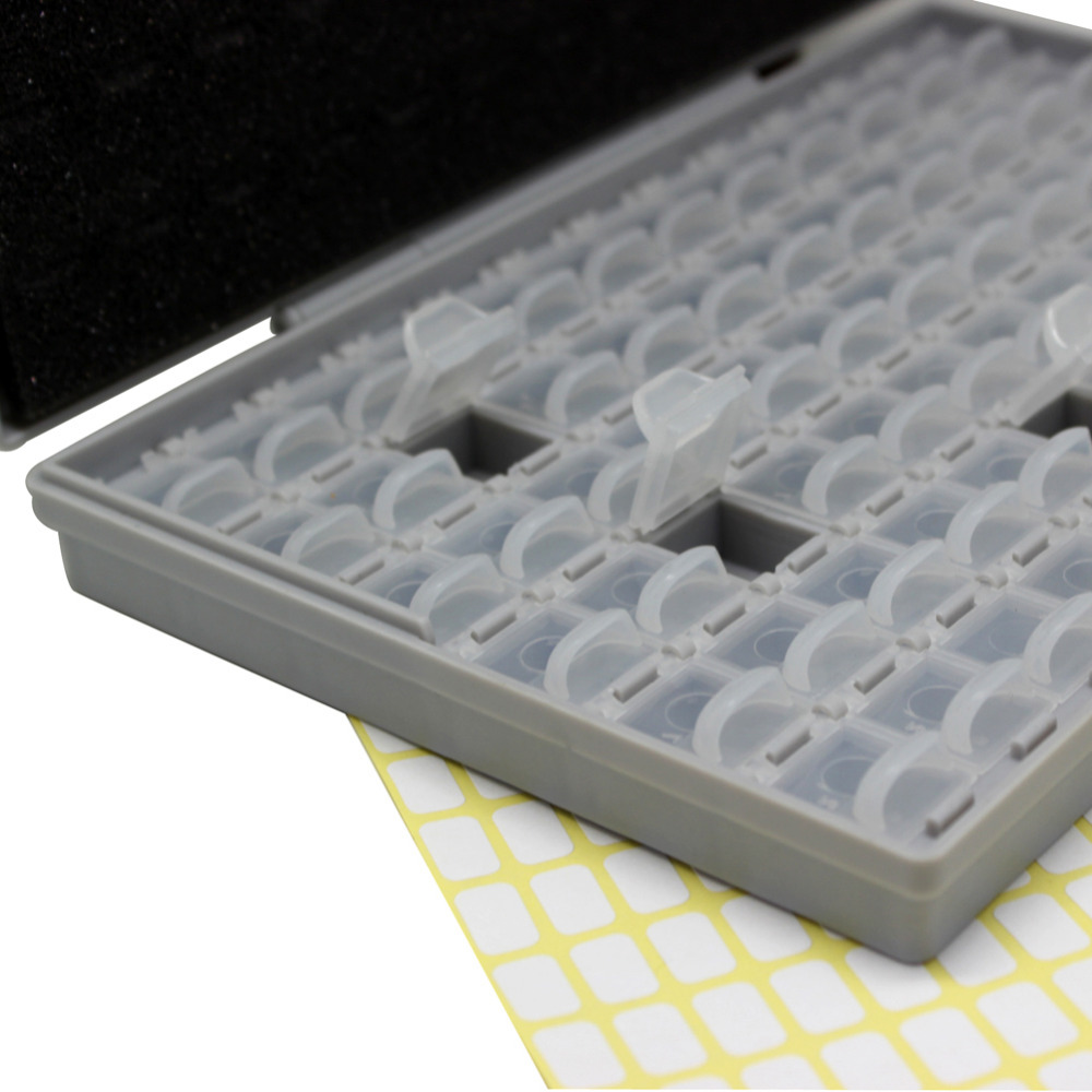 Wholesale- AideTek 2 Empty BOX-ALL-72 Enclosures Boxes 4 SMD SMT Resistor Capacitor Organizer 0603